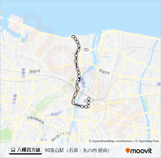 八幡四方線 Bus Line Map