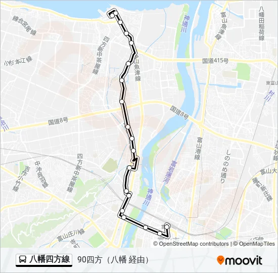 八幡四方線 Bus Line Map