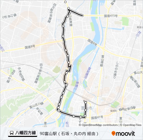 八幡四方線 bus Line Map