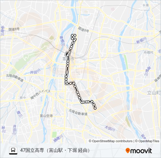 興人・国立高専線 バスの路線図