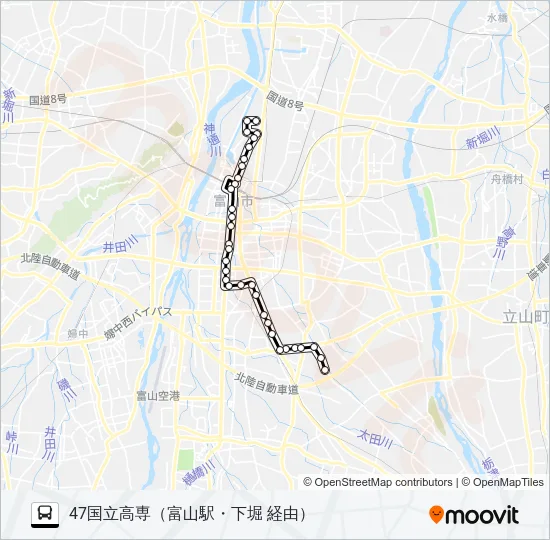 興人・国立高専線 Bus Line Map