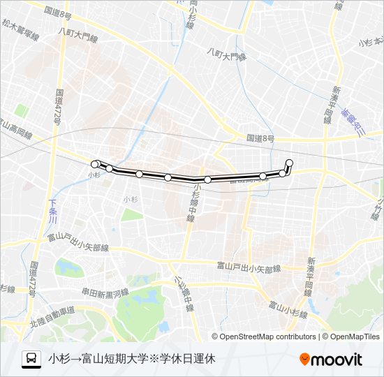 高岡・新湊線※学休日運休 bus Line Map