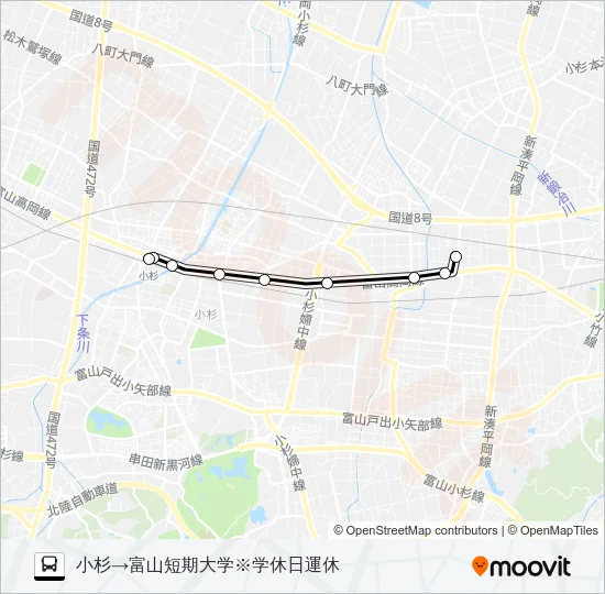 高岡・新湊線※学休日運休 バスの路線図