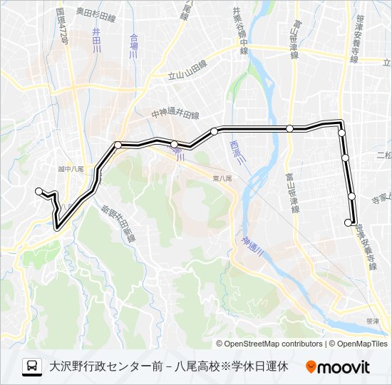 八尾高校線※学休日運休 bus Line Map
