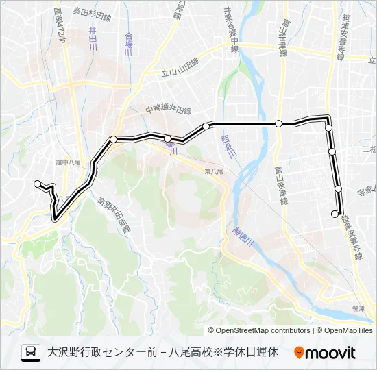 八尾高校線※学休日運休 Bus Line Map