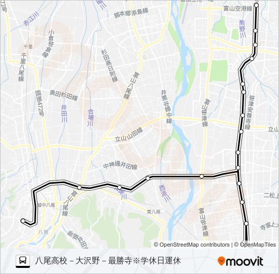 八尾高校線※学休日運休 Bus Line Map