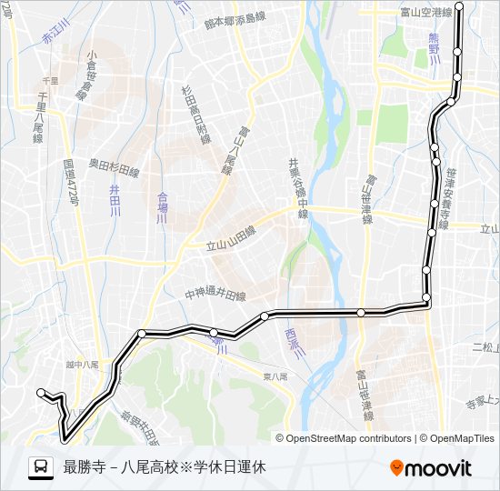 八尾高校線※学休日運休 Bus Line Map