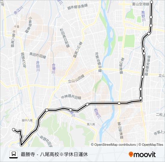 八尾高校線※学休日運休 バスの路線図