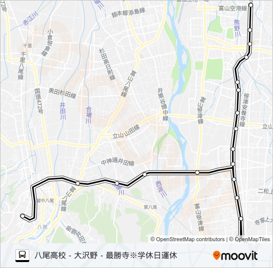 八尾高校線※学休日運休 bus Line Map