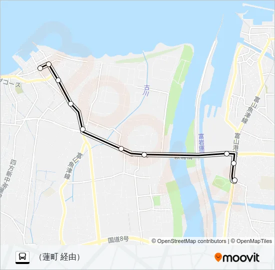 富山港線フィーダーバス バスの路線図