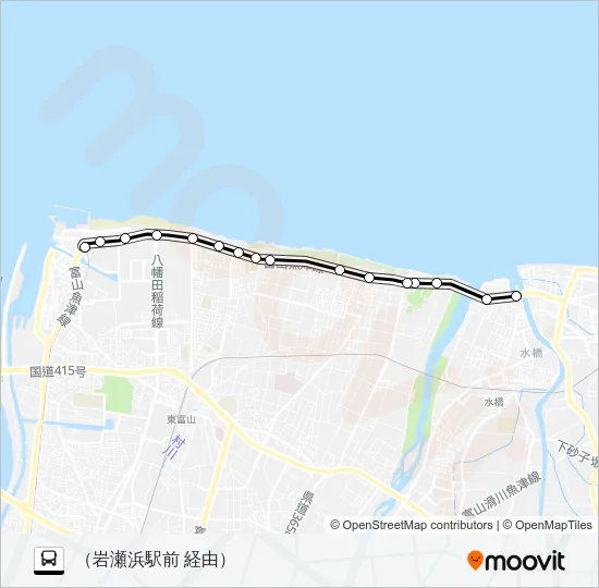 富山港線フィーダーバス バスの路線図