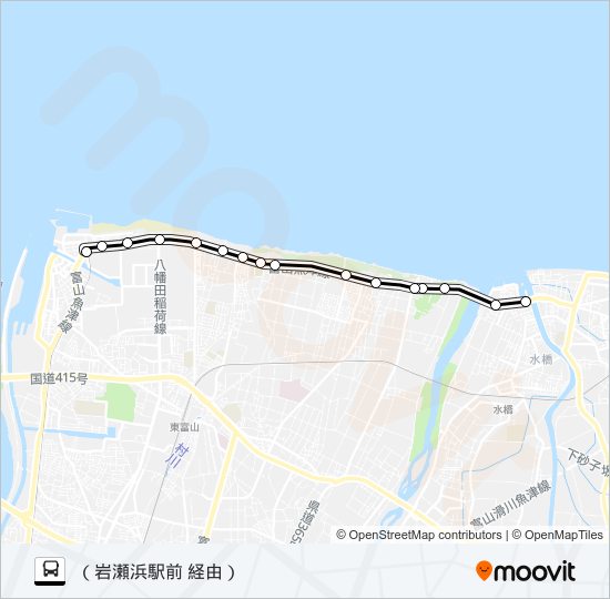富山港線フィーダーバス バスの路線図