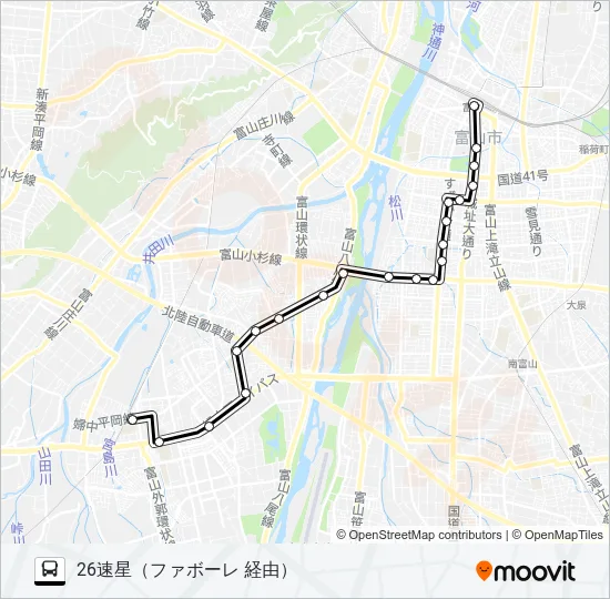 堤防・熊野経由八尾・萩の島循環線 バスの路線図