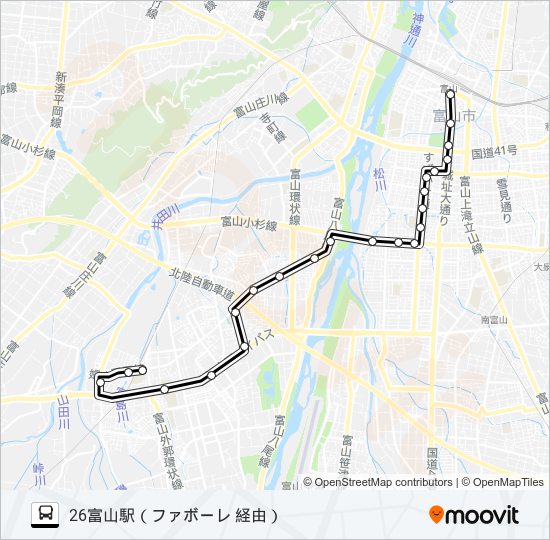 堤防・熊野経由八尾・萩の島循環線 バスの路線図