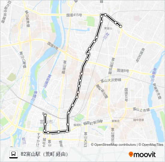 下赤江・荒町（東高校）線 バスの路線図