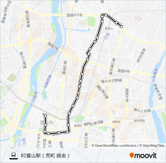 下赤江・荒町（東高校）線 バスの路線図