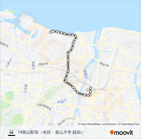 布目経由・新港線 バスの路線図
