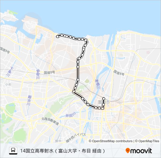 布目経由・新港線 バスの路線図