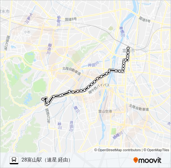 山田・国病・簡保線 バスの路線図