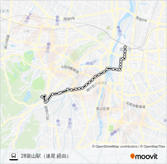 山田・国病・簡保線 バスの路線図