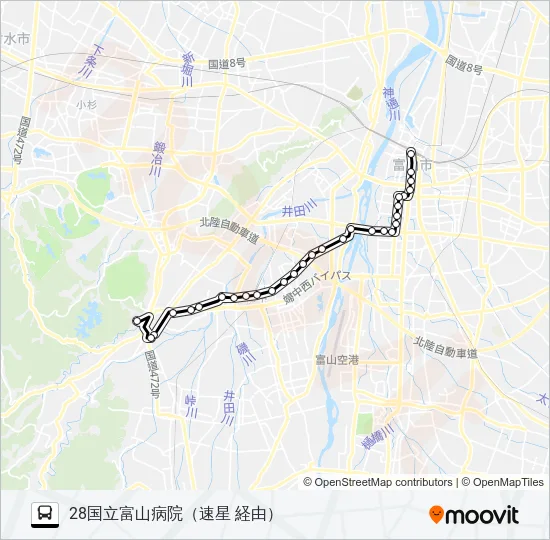 山田・国病・簡保線 バスの路線図