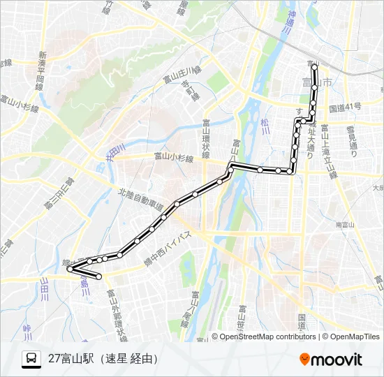 山田・国病・簡保線 バスの路線図