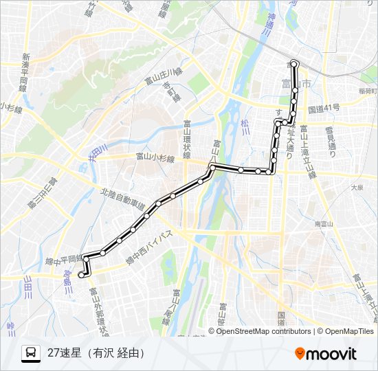 山田・国病・簡保線 バスの路線図