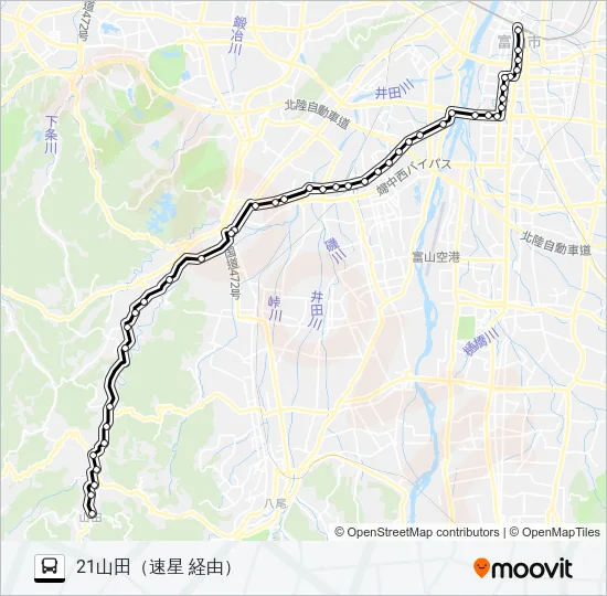 山田・国病・簡保線 バスの路線図