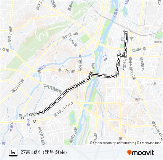 山田・国病・簡保線 バスの路線図