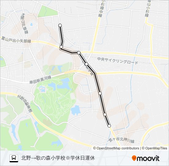 歌の森小学校線※学休日運休 バスの路線図