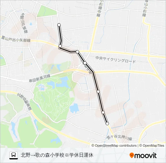 歌の森小学校線※学休日運休 バスの路線図