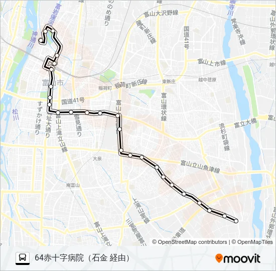 西の番・大場・流杉線 Bus Line Map