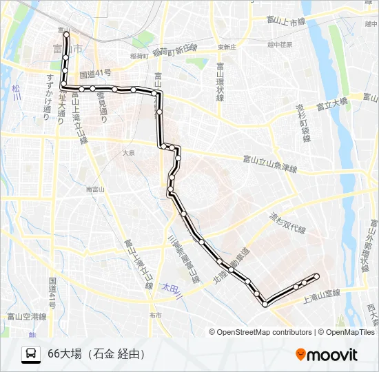 西の番・大場・流杉線 Bus Line Map
