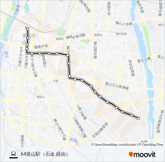 西の番・大場・流杉線 Bus Line Map
