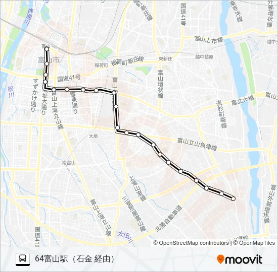 西の番・大場・流杉線 Bus Line Map