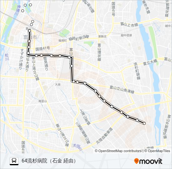 西の番・大場・流杉線 Bus Line Map