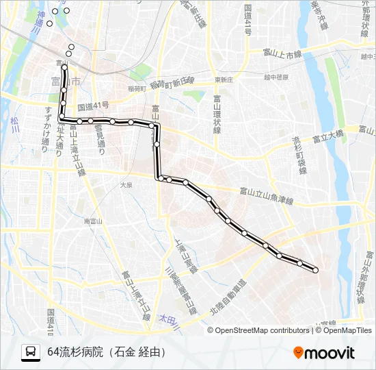 西の番・大場・流杉線 Bus Line Map