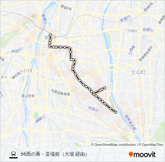 西の番・大場・流杉線 Bus Line Map