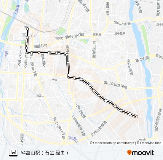 西の番・大場・流杉線 バスの路線図