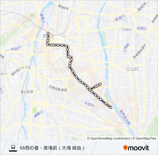 西の番・大場・流杉線 bus Line Map