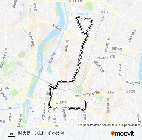 下赤江（米田、リハビリ）線 Bus Line Map