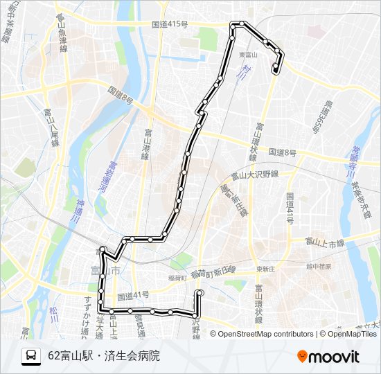 下赤江（米田、リハビリ）線 Bus Line Map