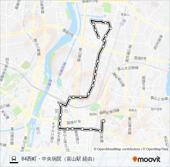 下赤江（米田、リハビリ）線 Bus Line Map