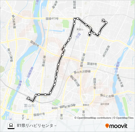下赤江（米田、リハビリ）線 Bus Line Map