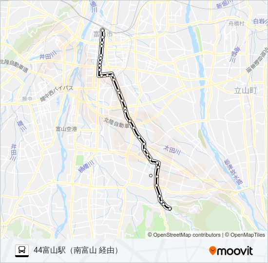 福沢・国際大学・月岡西緑町線 バスの路線図