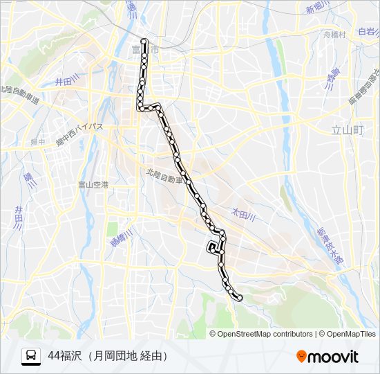 福沢・国際大学・月岡西緑町線 バスの路線図