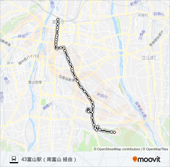 福沢・国際大学・月岡西緑町線 バスの路線図