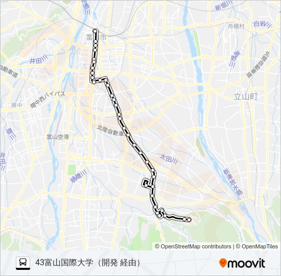 福沢・国際大学・月岡西緑町線 バスの路線図