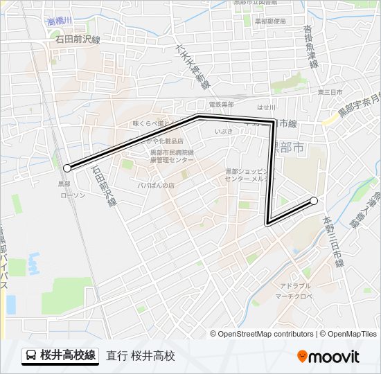 桜井高校線 bus Line Map