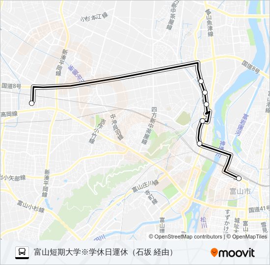 八幡四方線※学休日運休 bus Line Map